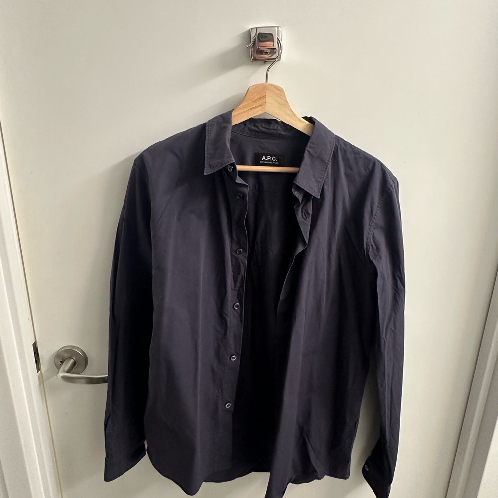 A.P.C. Men's Dark Blue Casual Shirt